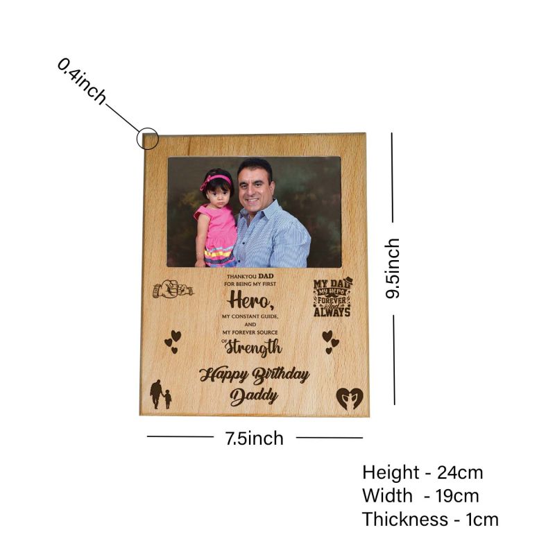 Personalized Engraved Dad Photo Frame | Customized With Photo & Text | Gift For Dad